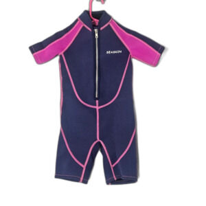 Seaskin Wetsuit Children's Size 4 Navy and Fusha Short Sleeve